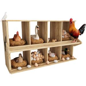 Chicken Nesting Box, 8 Compartment Wooden Nesting Boxes for Chickens with Perches, Floor/Stand/Wall Mount Large Chicken Nesting Boxes for Laying Eggs