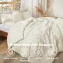 Bedsure Tufted Boho Comforter Set Full Size - Ivory Boho Bed Set, GentleSoft 3 Pieces Farmhouse-Style Embroidery Bedding, Gifts for Woman, Soft Jacquard Full Comforter for All Seasons