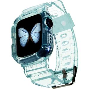 Blingbrione Band Compatible for Apple Watch Strap with Case 42mm44mm, Silicon Soft Sport Loop Bracelet Wristband Women Man and Waterproof Shockproof Rugged Bumper Cover For iphone Watch Series 6 5 4