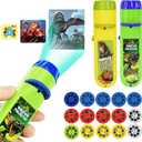 Torch Projector Projection Lighting Story Torches Light Toy Slide Lamp Educational Learning Bedtime Night Light for Children (120 Images, 5 Themes, Dinosaur+Ocean+Animal+Outer Space+Letters)
