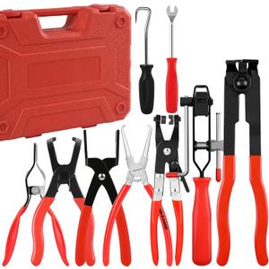TOOLEAGUE 9Pcs Fuel Line Disconnect Pliers Set,9" Fuel Filter Caliper, Removal/CV Joint Boot Clamp/Flat Hose Clamp/30 Degree Disconnect Pliers Set for Auto Maintenance with Storage Case