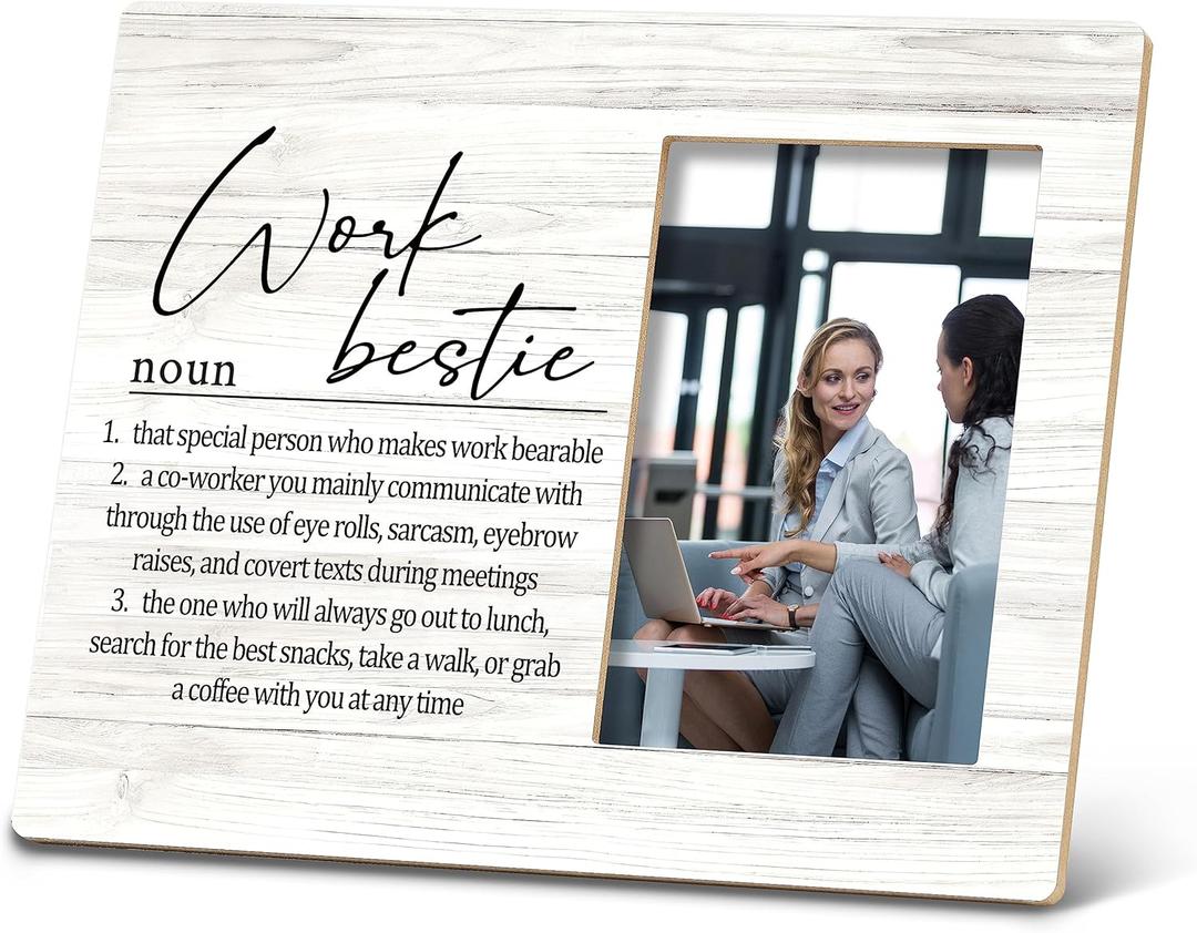 SRADMO Work Bestie Definition Picture Frame,Coworker Gifts 108 inch Wooden Tabletop Photo Frame,Funny Gifts for Work Best Friends Best Coworkers Colleagues