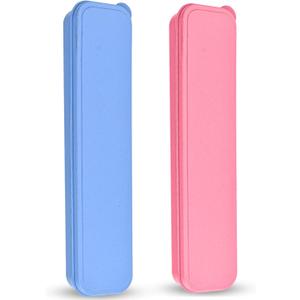 Travel Cutlery Case Portable Utensil Holder Large Travel Silverware Case Flatware Storage Box Camping Utensils Cutlery Cases for Fork Spoon Chopsticks Lunch Box, 9.6 x 2.1 inches (Blue, Pink)