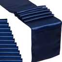 12 Pack Navy Blue Satin Table Runner 12 x 108 Inches Long | Bright, Smooth and Silky Table Decor for Birthday Party Wedding Banquet Decorations - Navy Blue