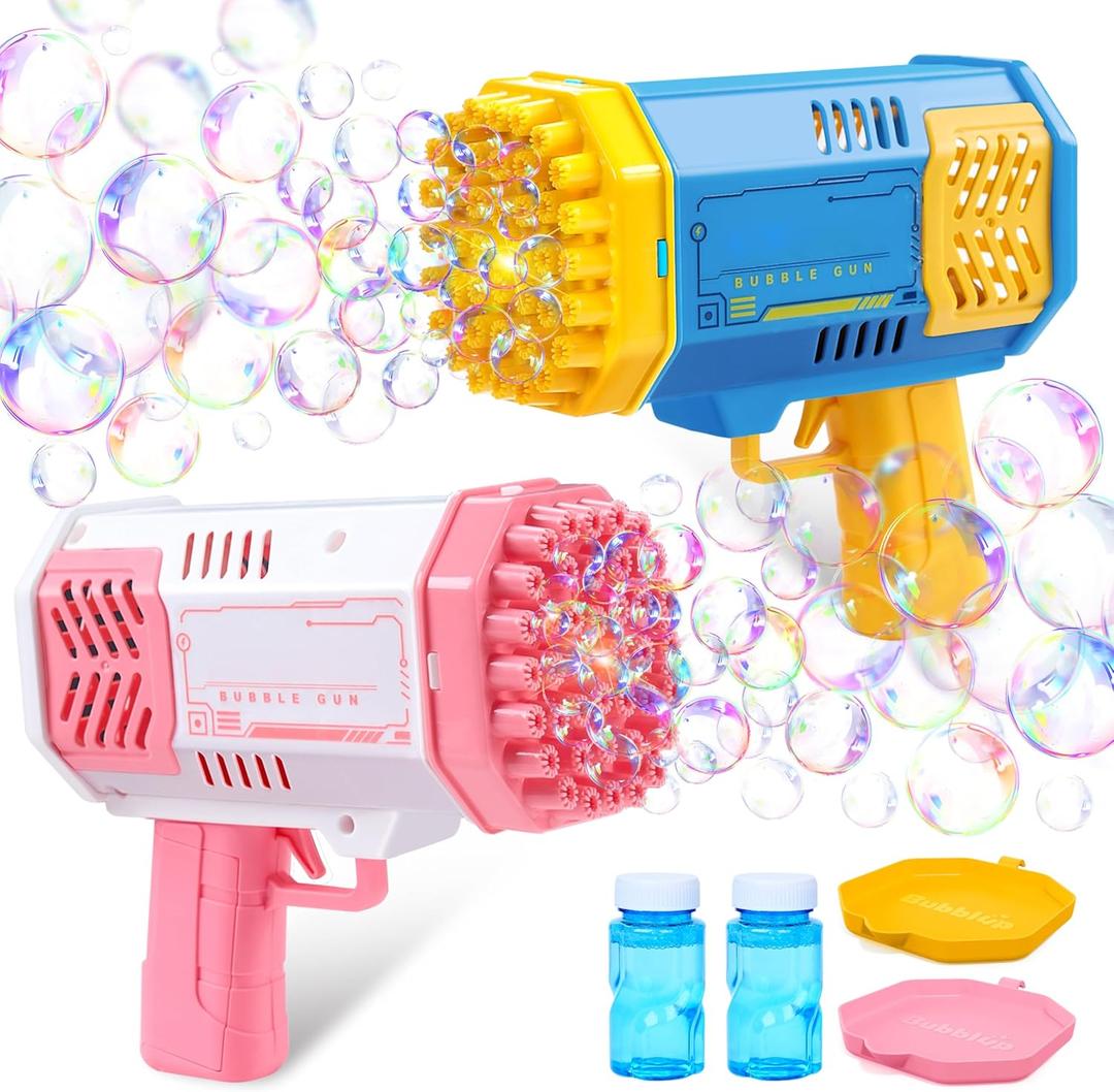 Sloosh 2 PCS Bubble Machine, Bazooka Rocket Shape Bubble Gun Toy for Kids Ages 4-8, Gifts, Adults, Party Favors, Summer, Wedding, Easter