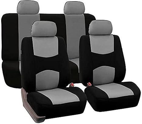 FH Group Car Seat Covers Full Set Cloth - Universal Fit Automotive Seat Covers, Low Back Front Seat Covers, Solid Back Seat Cover, Washable Car Seat Cover for SUV, Sedan and Van Gray