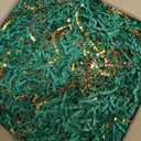 Crinkle Cut Paper Shred Filler 8 oz (1/2 lb) Gift Wrapping & Gift Basket Filler for Christmas, Halloween & Wedding Decorations,Easter Basket Grass Filler ,Crafting Activities (Dark Green and Gold)