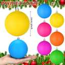 6 Pcs 4 Inches Large Neon Christmas Balls Ornaments Colored Shatterproof Baubles Bright Christmas Tree Decoration Fluorescence Plastic Hanging Balls Ornaments for Xmas Holiday Party Home