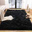 Fluffy Rug for Bedroom, 4x6 Black Area Rugs for Living Room Dorm Shaggy Rug Fuzzy Kids Rug Carpet Soft Plush Furry Bedside Rug Plush Indoor College Nursery Home Decor