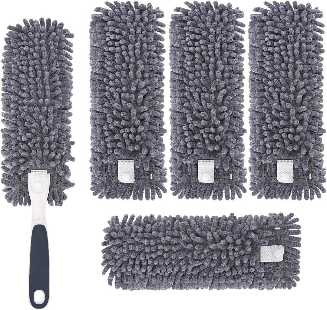Reusable Microfiber Duster Refills Compatible with for MR.SIGA & OXO Duster- Washable Dusters Refill for MR.SIGA Lint Free Microfiber Duster for Cleaning, 4 Pack (Handle is Not Included)