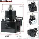 Adjustable Fuel Pressure Regulator Kit 3-70PSI With 6AN Return and 6AN feed Port with AN6-6AN Fuel Line Hoses Connectors (black)