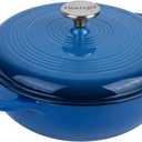 Enameled Cast Iron Dutch Oven Pot with Lid, 3 Quart Shallow Dutch Oven, Oven Safe up to 500 F, Suitable for Bread Baking, Braising, Roasting, Stews, Blue