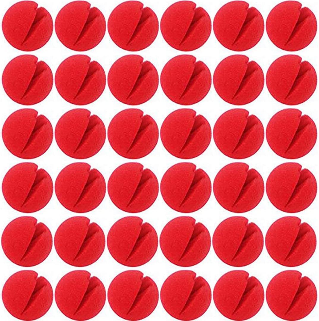 TIHOOD 35PCS 2"x2" Red Circus Clown Nose Bulk for Party Halloween Costume Supplies Christamas