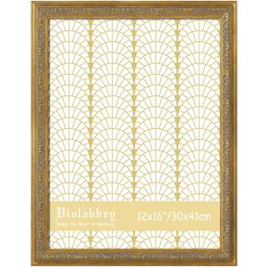 VIOLABBEY 12x16 Picture Frame Gold, Vintage Photo Frames Ornate without Mat for Wall Hanging