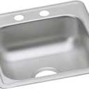 Elkay Dayton D117212 Single Bowl Top Mount Bar Sink, 17 x 21, Stainless Steel