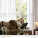 jinchan White Linen Curtain 100 Inch Extra Wide for Patio Sliding Glass Door Room Divider Farmhouse Grommet Top Light Filtering Window Drape for Bedroom Floor to Ceiling Window 100Wx108L 1 Panel