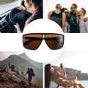 FEISEDY Square Oversized Sunglasses for Women Men Flat Top Fashion Shades B2669 (Brown)