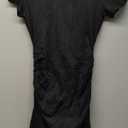 Missufe Women's Ruched Casual Sundress Knee Length Bodycon Sheath T Shirt Dress (Black, Small)