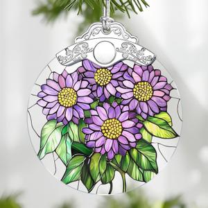 Christmas Ornaments: Stained Glass-Style September Birth Flower Ornament  Christmas Tree Decorations, Holiday Party Gifts, Mother's Day & Birthday Gifts for Women, Mom & Grandma | Birth Flower Gift (February)