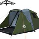 Night Cat Cabin Tent with Vestibule: 3 Persons Pop Up Camping Tent Double Layers Easy Quick Setup Waterproof