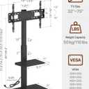 Steel Base Rolling TV Stand with Power Outlet for 32-75 inch TVs up to 110 lbs, Leveling & Tilt & Swivel Mobile TV Stand with Hidden Wire Management, Height Adjustable Portable Tv Stand, Black