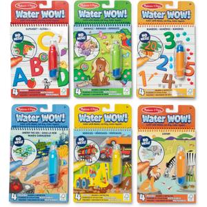 Melissa & Doug Water Wow! Reusable Water-Reveal, 6 Mess Free Coloring BooksAnimals, Vehicles, Alphabet, Numbers & Much MoreTravel Toys for Kids 3+