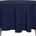 sancua Round Tablecloth - 90 Inch - Water Resistant Spill Proof Washable Polyester Table Cloth Decorative Fabric Table Cover for Dining Tables, Buffet Parties and Camping, Navy