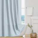 3D Embossed Pattern Shower Curtain, Jacquard Rhomboid Pattern Vintage Bathroom Curtain, Waterproof Fabric Shower Curtains with Hooks,72 x 72, FogBlue