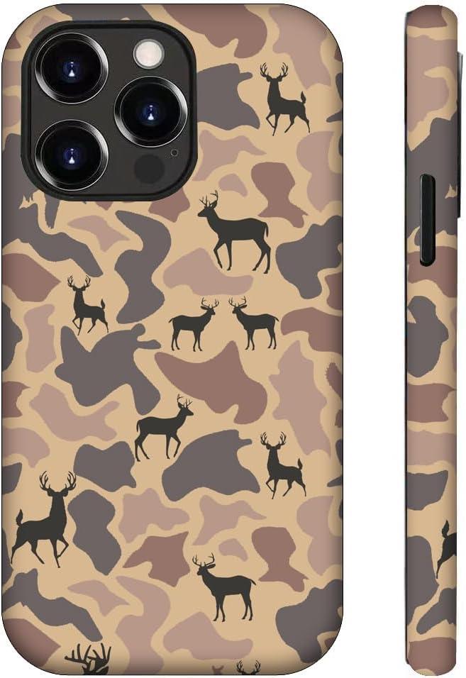 Generic Case for iPhone 14 for iPhone 13,Camo Camouflage Deer Phone Case for Men Girls Boy Kids Women,Dual-Layer Hard Shell Silicone Cover Shockproof Protective Case for iPhone 14/13