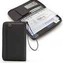 A6 Binder Cash Envelope System Wallet, Money Saving Budget Planner Notebook, 6 Rings Refillable Compact Cash Stuffing Binder, RFID Zipper Planner with Genuine Leather Cover (Black)