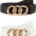 Bbonlinedress Womens Waist Belts for Jeans Pants Dresses Fashion Ladies Leather Belts with Gold Buckle