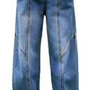 Haloumoning Boys Wide Leg Jeans Kids Casual Straight Baggy Denim Pants with Pockets 5-14 Years (Blue) 140