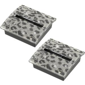 PATIKIL Leopard Print Rhinestone Sticky Note Dispenser, 2Pcs 3x3 Sticky Note Holder Acrylic Posted Notes Memo Note Container Dispenser for Sticky Notes Office Home Store Kitchen, White
