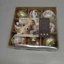 DecorbyHannah Large Gold White Christmas Ornaments, 9ct 3.15 inches Ornaments for Christmas Tree Decorations Set, Shatterproof Plastic Hanging Scandinavian Balls Bulk for Xmas Indoor Party Decor