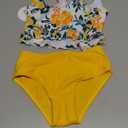 Arshiner Girls 2 Piece Swimsuits Teen Bathing Suit Kids High Waisted Bikini Ruffle Tankini Summer Beach Swimwear Set (Size 7-8, Yellow Floral Print), (130)