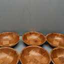 Elsjoy 6 Pack 10 Inch Wooden Woven Salad Bowl, Unbreakable Wood Round Serving Bowl Large Wood Salad Bowl, Reusable Wood Snack Bowls Large Serving Bowls for Fruits, Pasta, Popcorn