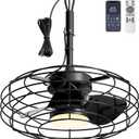 Outdoor Ceiling Fans with Light for Patios, 20'' Wet Rated Gazebo Fan Remote&APP Control, Dimmable Hanging Fan with Plug in Cord for Pergola, Black
