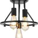 WILON Semi Flush Mount Ceiling Light 3-Light Ceiling Light Fixtures - Black Hallway Light Fixtures Farmhouse Industrial Kitchen Light Fixtures E26 Socket Ceiling Lamp for Foyer