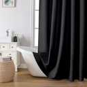 OVZME Zora 96 Inch Shower Curtain Set with 12 Plastic Hooks, Plain Fabric Black Shower Curtain for Bathroom - Extra Long Shower Curtain, Water Resistance, Machine Washable Soft Cloth, 72WX96L, Black