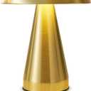 Portable LED Desk Lamp, Cordless Metal Table Lamp, 3-Color Touch Control Rechargeable Light, 3-Levels Brightness Room Decor, Bedside & Dining Room Light (Gold)