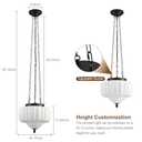 Milk Glass Pendant Light, 14" Schoolhouse Light Fixture, Ceramic Pendant Lighting for Kitchen Island, Vintage Art Deco Chandelier for Bedroom, Dining Room, Hallway, 3*E26 Bulbs Included, White