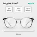 Stoggles Round Z87.1 Certified Polycarbonate Safety Glasses, Scratch & Shatter-Proof, Blue-Light & UV Blocking Lens, Top & Side Shields, Anti-Fog Dip Coated, Durable, Protective & Stylish Eyewear