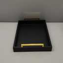 16"x12" Serving Trays with Handles, Black Decorative Serving Tray, Ottoman Trays for, Living Room, Bathroom, and Outdoors Decorative Trays (Black)