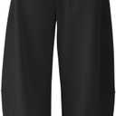 HeSaYep Women's Fleece Lined Sweatpants Barrel Leg Baggy Sweat Pants Winter Thermal Cotton Pants with Pockets (Black)