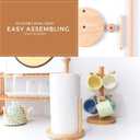 Wooden Paper Towel Holder Countertop, Paper Towel Holder Stand Natural Wood Dia 7" Large Round Base Roll Organizer for Kitchen Bathroom Dining Table Home (ZJ281Y)