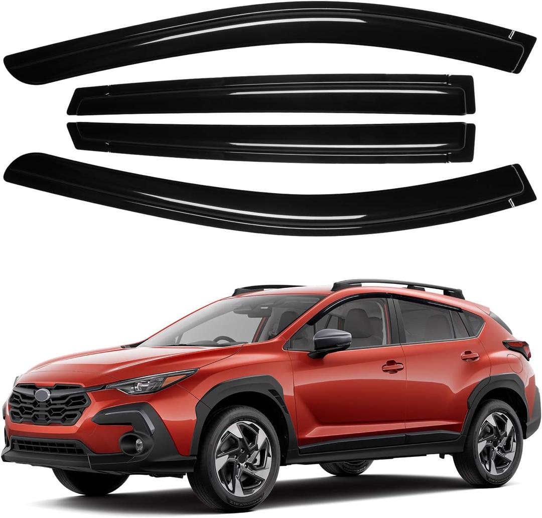 Canvcle Window Visors Rain Guards for 2024 2025 2026 Subaru Crosstrek & Impreza Accessories, Outside-Mount Tape-On Side Window Wind Deflectors Vent Visors Shades Rainproof 4PCS Black