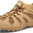 Merrell Men's Chameleon 8 Stretch Tactical Work Shoes, Waterproof Nubuck & Mesh Upper Ultra-Lightweight Hiking Combat Boots (10.5, Coyote)