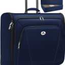 MATEIN Rolling Garment Bags for Travel, Large 2-Wheeled Suit Carrier Fits 17.3Inch Laptop, Foldable Travel Suit Bag With Wheels & 2 Packing Cubes, Check-in Suitcase Luggage for Business Trips, Blue