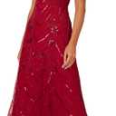 Adrianna Papell Beaded Mesh Dress (Red, M)