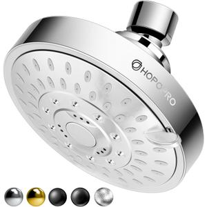 HOPOPRO 5-Mode High Pressure Shower Head - The Washington Post, NBC News, Today TV Show Recommended - High Flow Fixed Showerheads (4 Inch Silver)